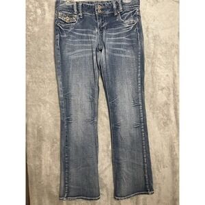 Amethyst Jeans Women's Size 9 Bootcut Blue Denim Flap Pocket Embellish Y2K 30x30